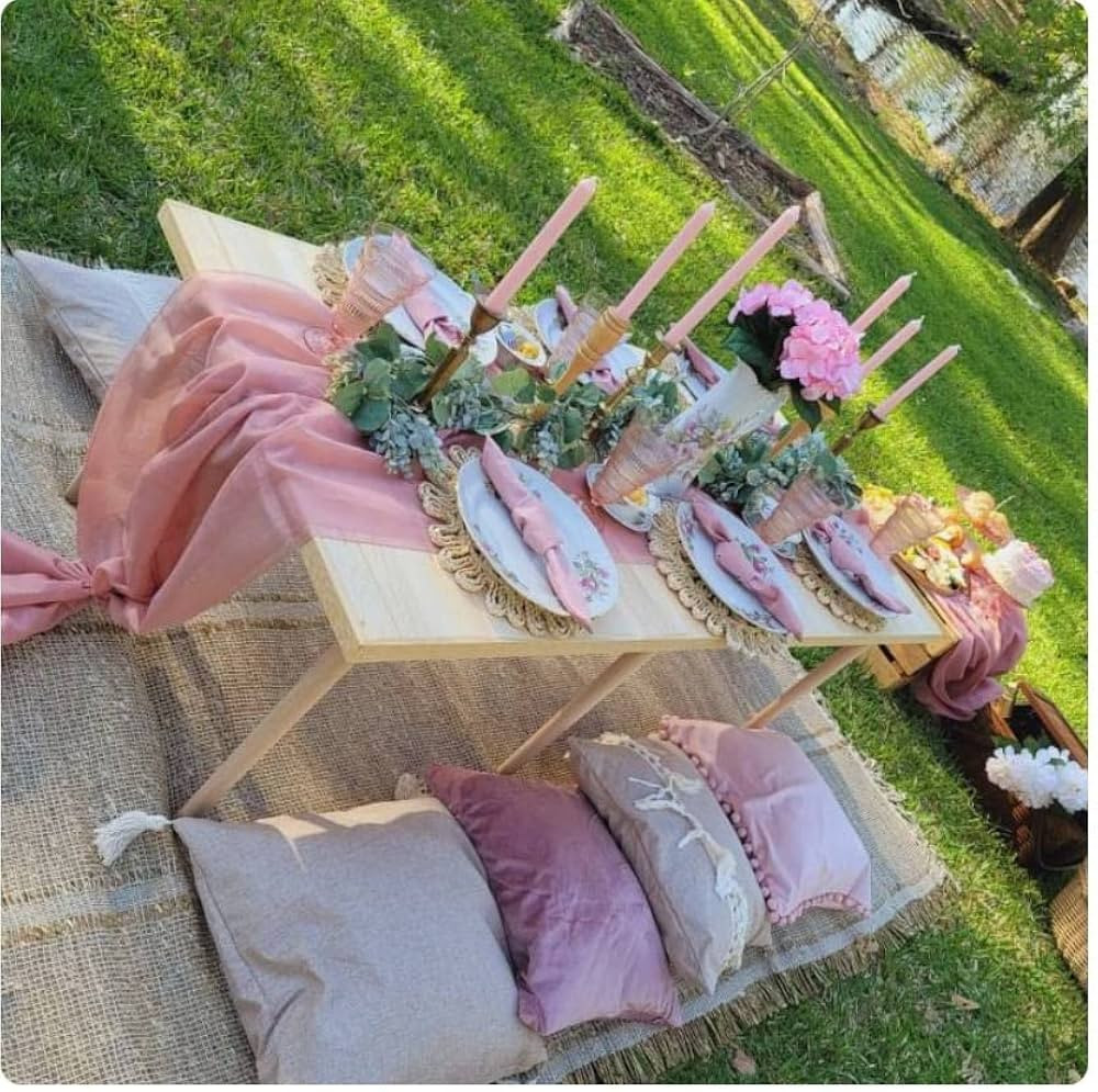 Wood table(28 * 60ınch)13 boho table, wooden table, low foldable table,low table, boho picnic ta... | Amazon (US)