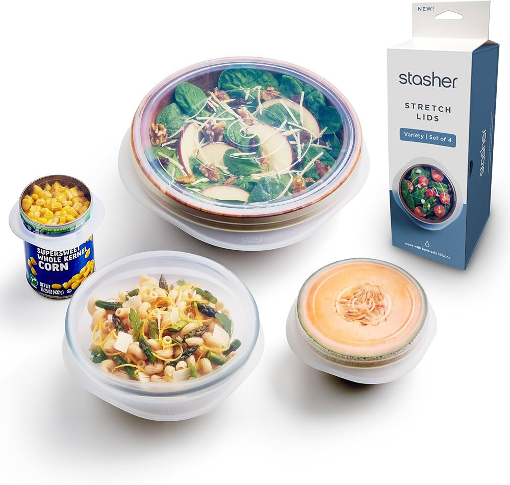 Stasher Premium Reusable Silicone Stretch Lids, Clear, Lids, Airtight Seal, Food Container Covers... | Amazon (US)