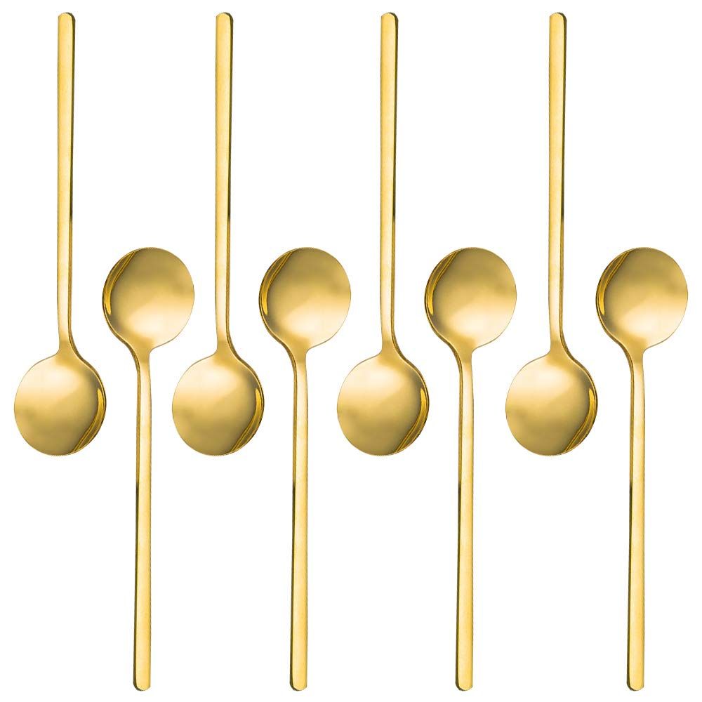 Pack of 8, Gold Plated Stainless Steel Espresso Spoons, findTop Mini Teaspoons Set for Coffee Sugar  | Amazon (US)
