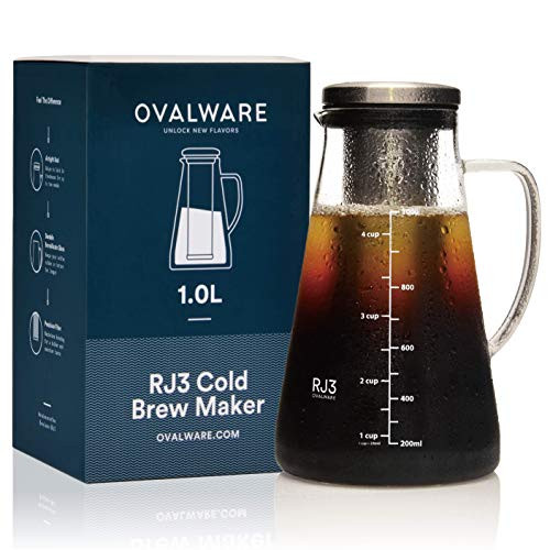 Airtight Cold Brew Iced Coffee Maker and Tea Infuser with Spout - 1.0L / 34oz Ovalware RJ3 Brewing G | Amazon (US)
