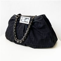 Y2K Fendi Bag, Authentic Large Black Fendi Zuccha Shoulder Bag | Etsy (US)