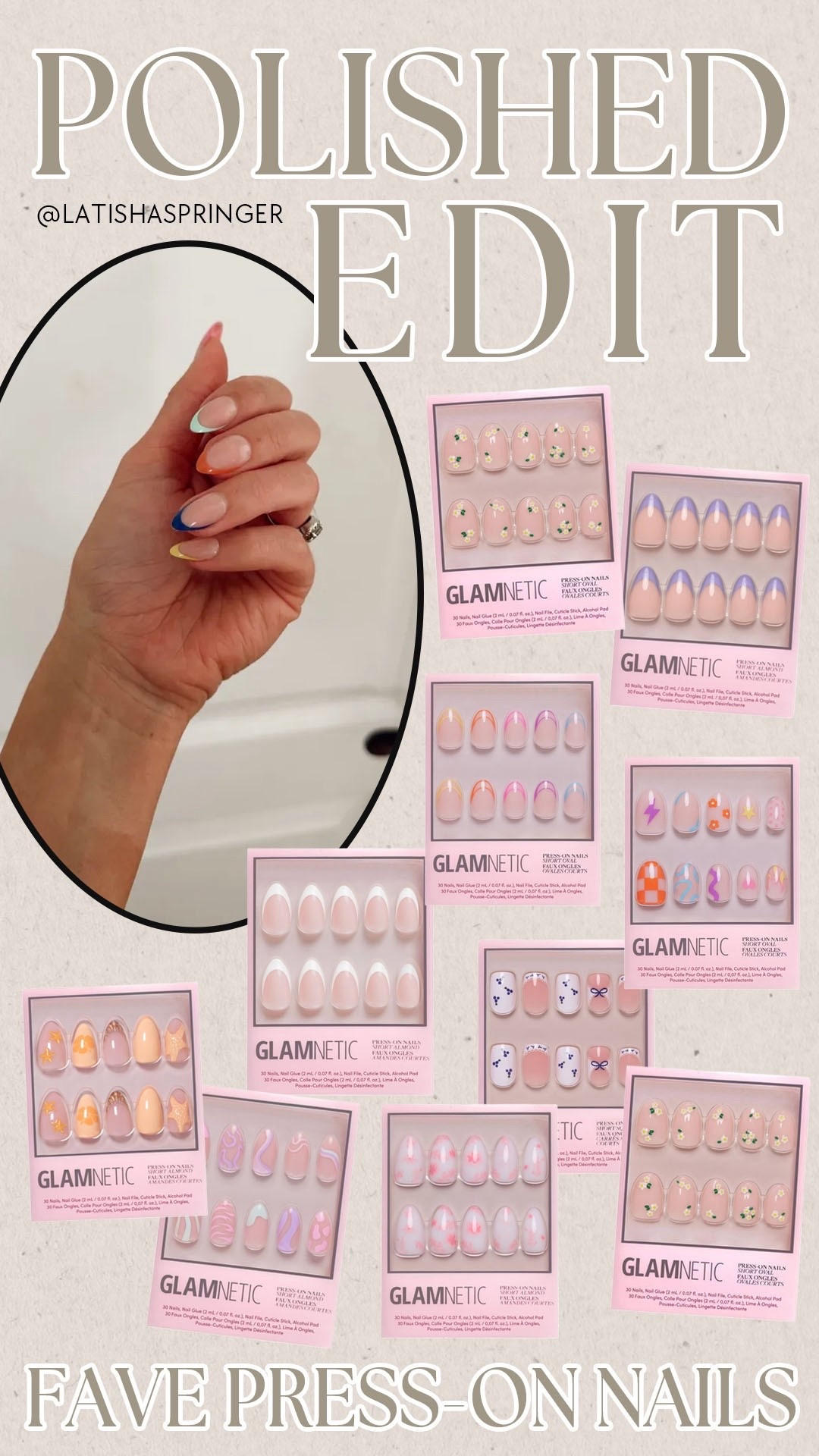 The absolute best press-on nails! Looks like a fresh manicure! So many good neutral sets and colorful sets perfect for summer!

#beautyfaves

Beauty faves. Best press on nails. Summer nails. Glamnetic nails  

#LTKgrwm #LTKBeauty #LTKSeasonal