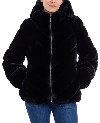 MICHAEL Michael Kors Petite Hooded Faux-Fur Coat - Macy's | Macy's
