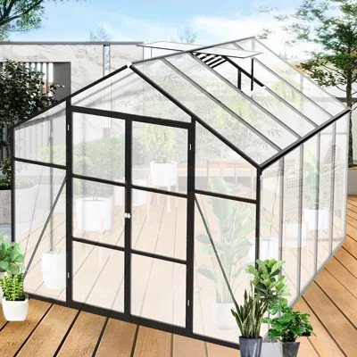 8X10 Ft Polycarbonate Greenhouse For Gardens And Backyards - Heavy Duty Aluminum Frame, All Season Use, Block, Spacious, Easy To Assemble, Designed Dr | Wayfair North America