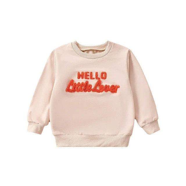 Toddler Baby Girl Valentine's Day Sweatshirts Long Sleeve Letter Love Embroidery Sweater Pullover... | Walmart (US)