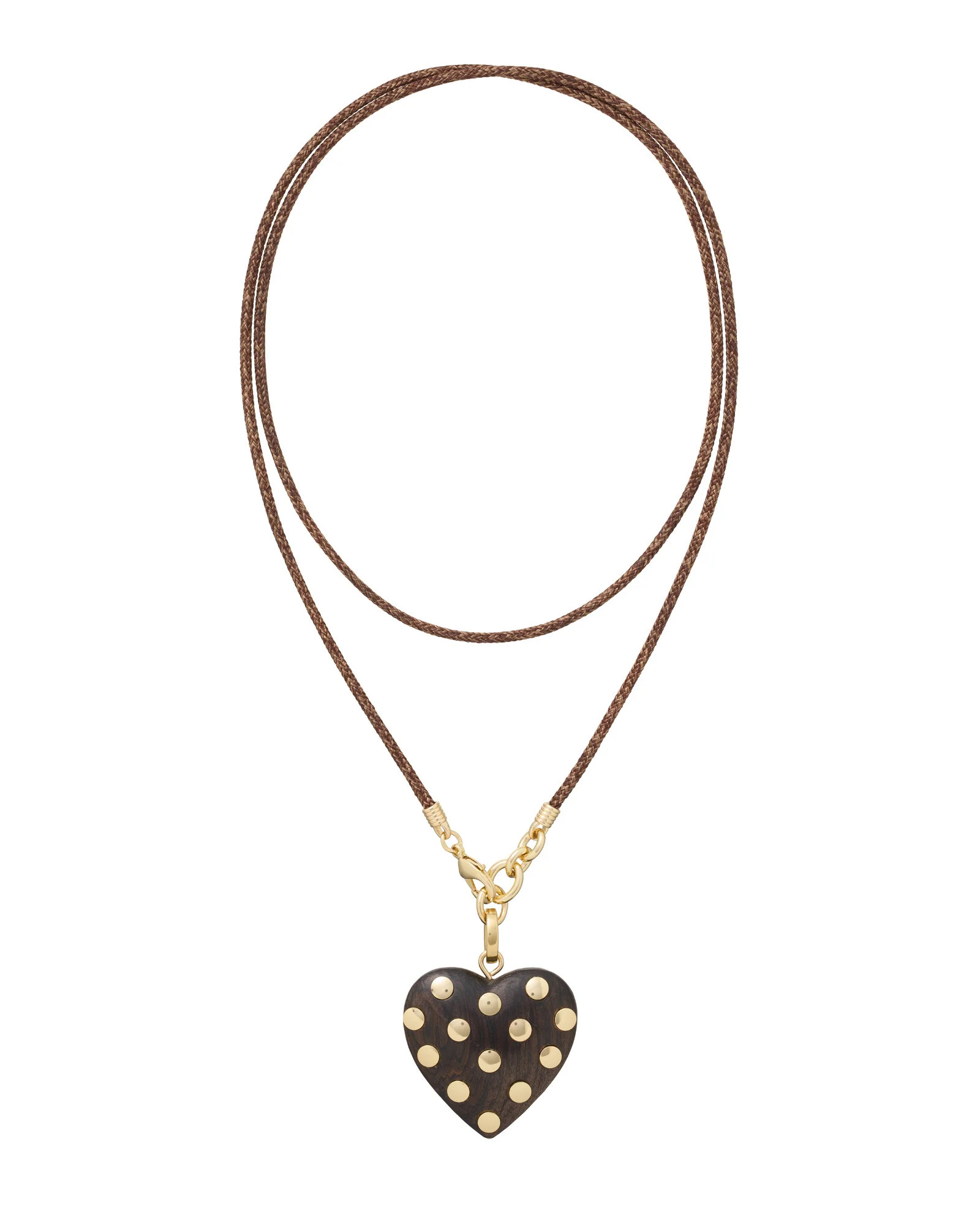 The Big Studded Wood Heart Cord Pendant | Roxanne Assoulin