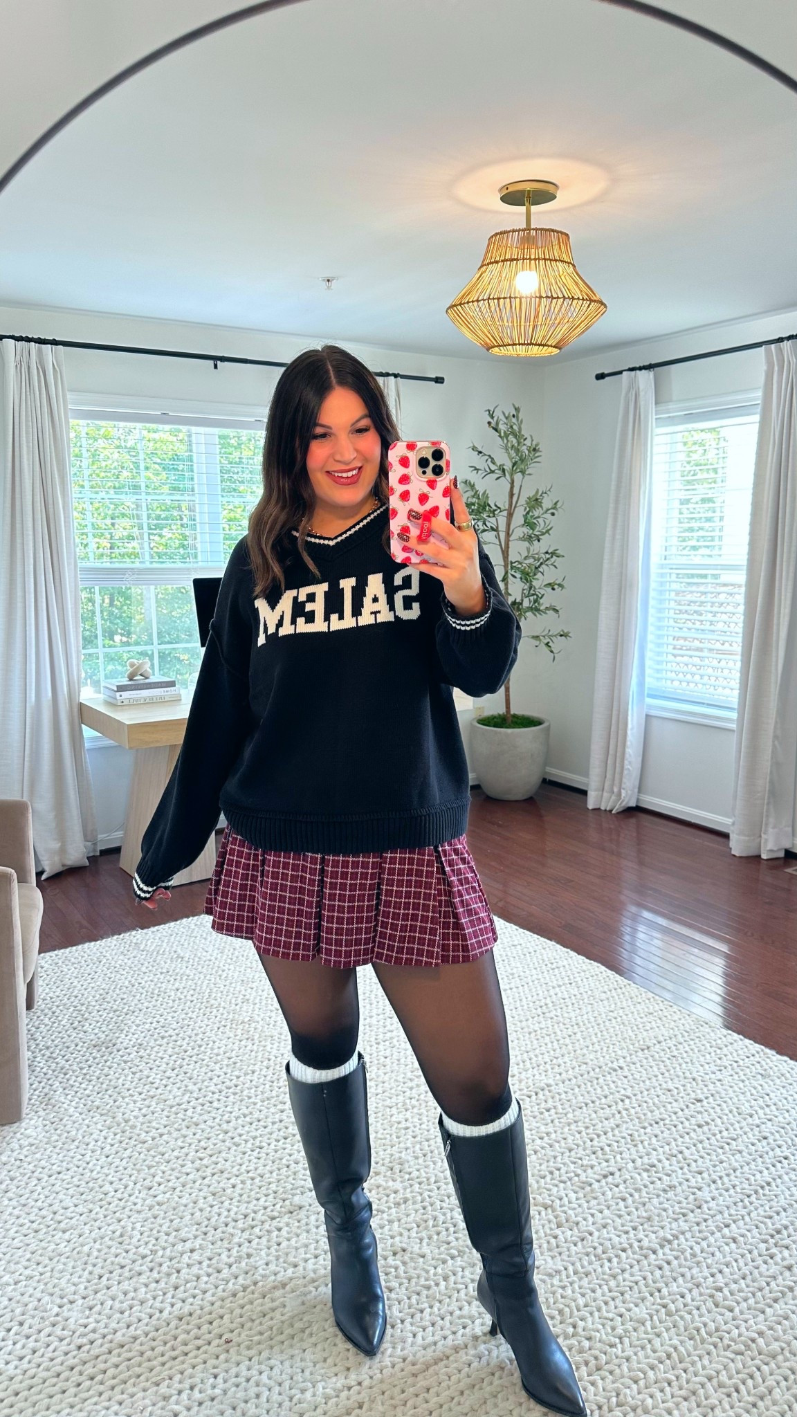 Midsize Fall outfit inspo! 

Sweater - large 
Skirt - xl tall * I am sooo sorry I did not realize this skort sold out! It’s from AE I just got it in the other week but I tried to find some similar options 
Tights - xl 
Boots - 10 wide calf 
Lip liner in the shade tea time 

#LTKStyleTip #LTKSeasonal #LTKMidsize