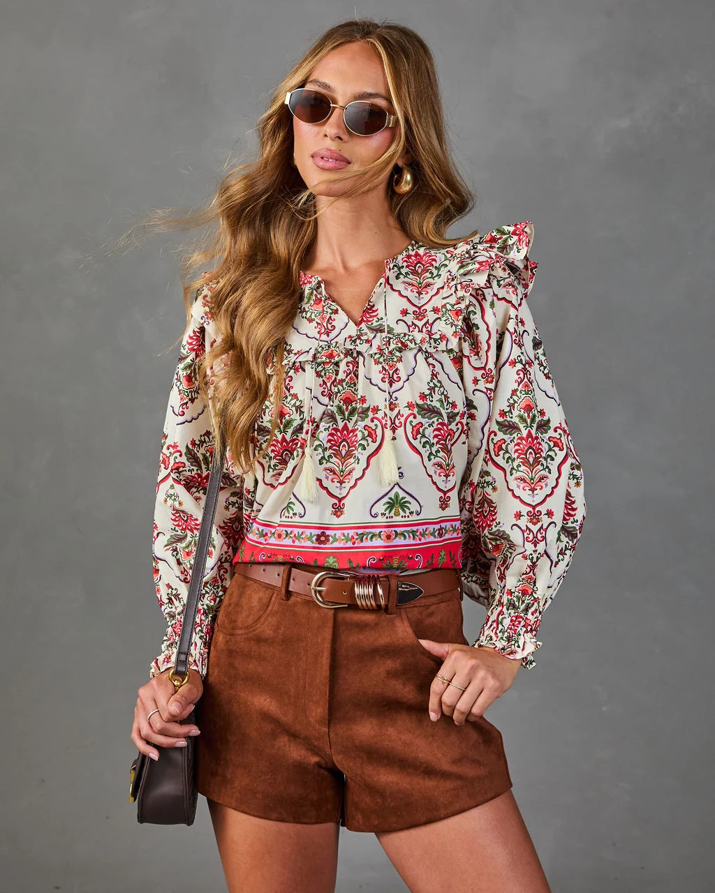 Sunbeam Society Cotton Paisley Tassel Tie Blouse | VICI