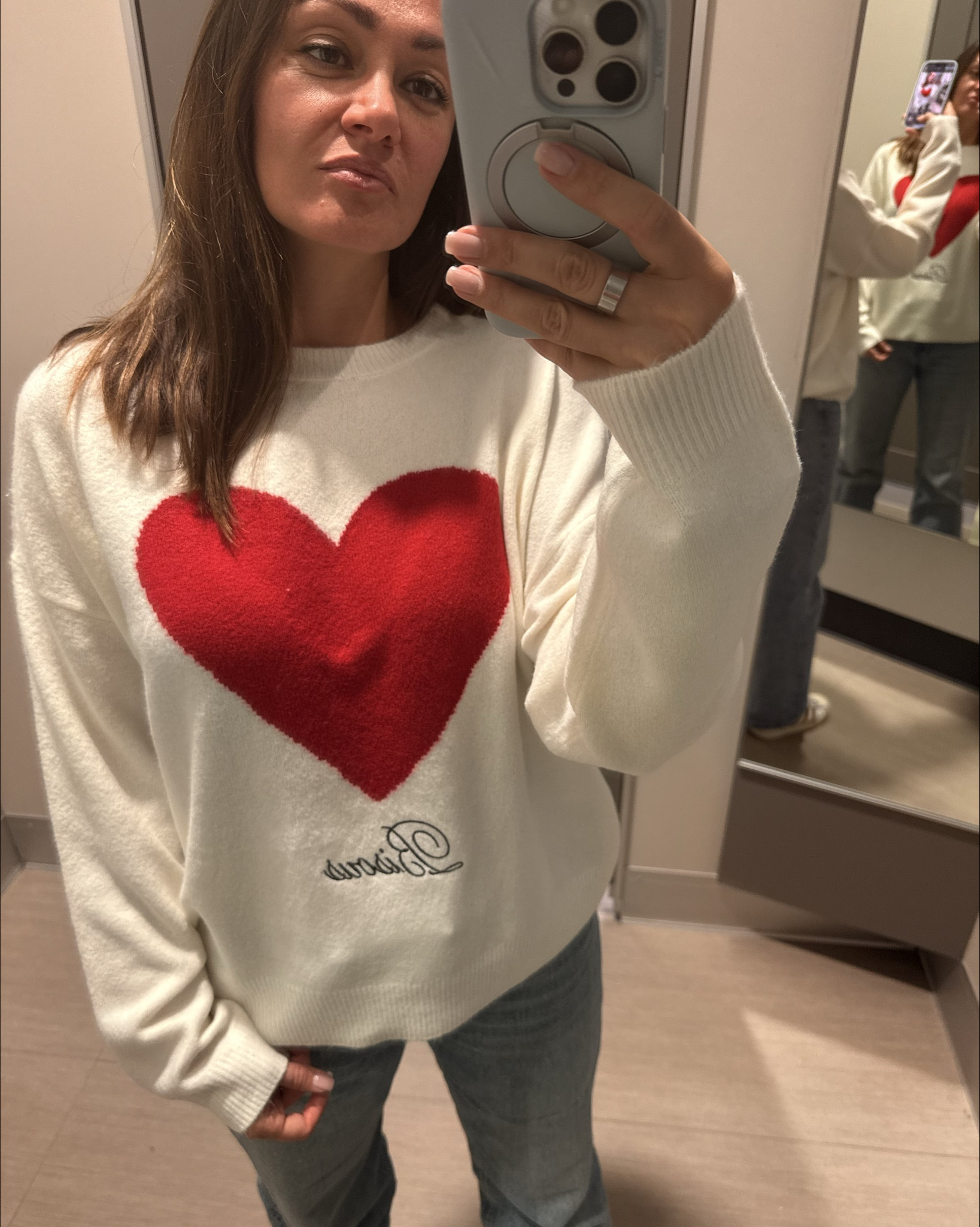 valentines outfit women
Okay, this sweater is giving all the Valentine’s Day vibes. Cozy, soft, and that big red heart just hits differently 😍 Perfect for a casual date, coffee run, or just feeling cute for yourself. I’m obsessed — it’s comfy but still makes you feel put-together. February 14th mood activated.

#LTKootd #LTKValentine