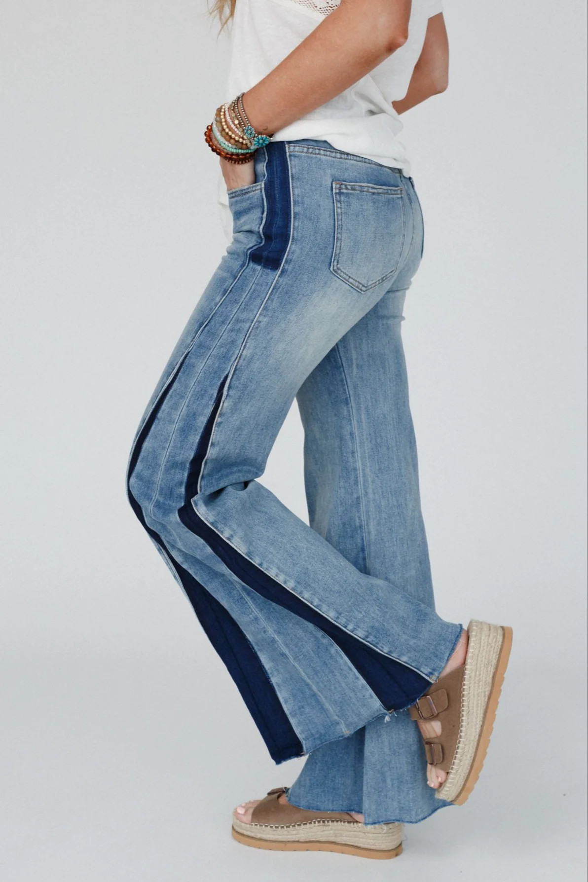 Retro Revival Wide Flare Jeans - Blue | Three Bird Nest