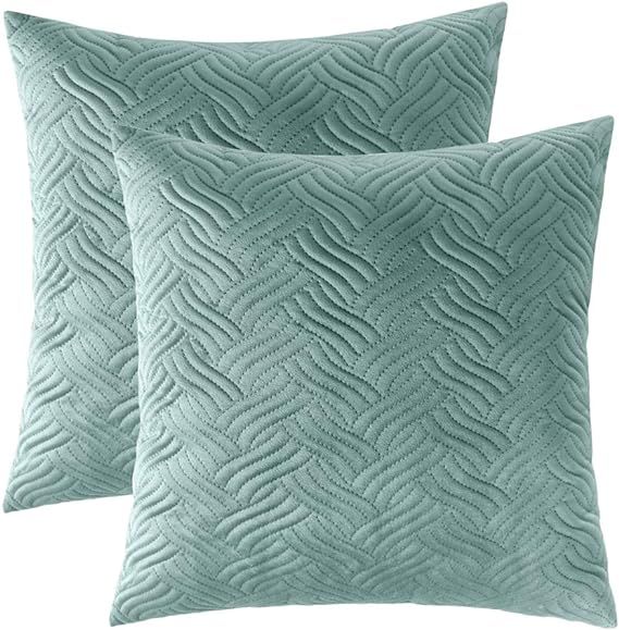 Artcest Set of 2, Decorative Velvet Bed Throw Pillow Case, Sofa Soft Quilted Pattern, Comfortable... | Amazon (US)