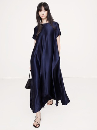 Italian Satin Trapeze Maxi Dress | Banana Republic (US)