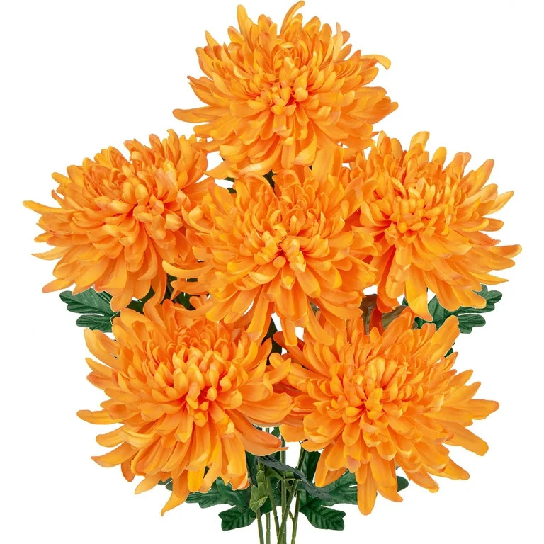 6Pcs Chrysanthemum Artificial Flowers 26'' Long Stem Fake Mum Flowers Bouquet Orange,6"dia Large ... | Walmart (US)
