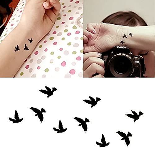 Oottati Small Cute Temporary Tattoo Black Bird (Set of 2) | Amazon (US)