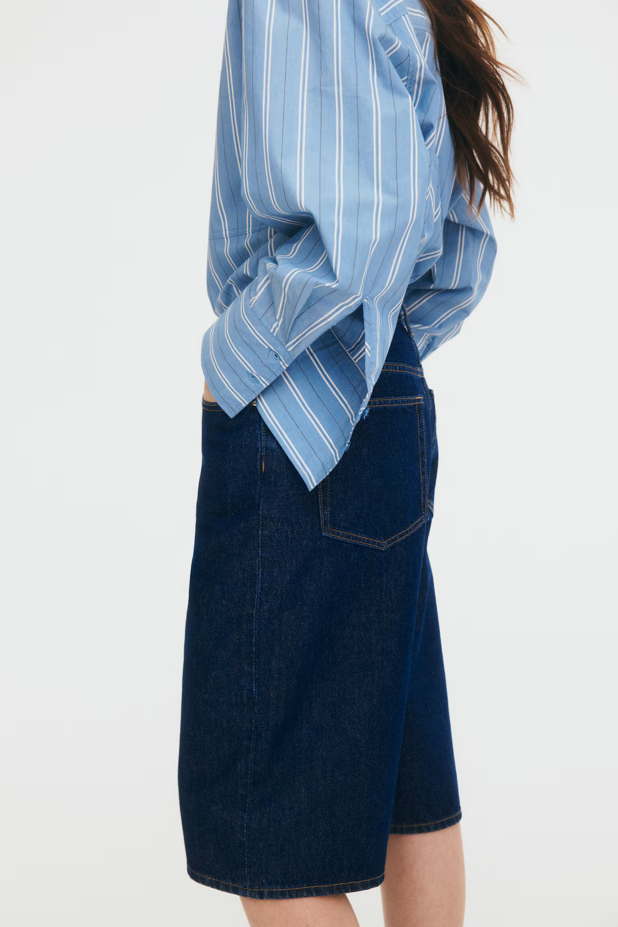 High-Waist Knee-Length Denim Shorts | H&M (US + CA)