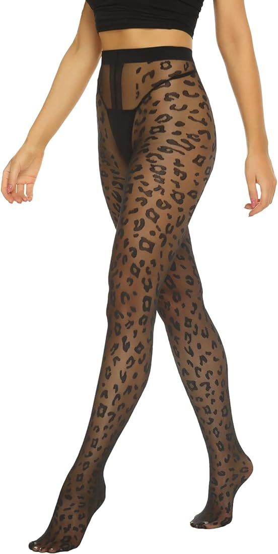 MANZI Women Patterned Tights Sheer Heart Dot Leopard Black Tights 20D | Amazon (UK)
