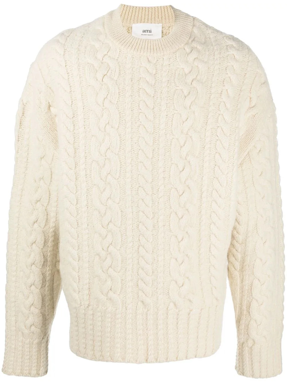 AMI Paris cable-knit crew-neck Jumper - Farfetch | Farfetch Global