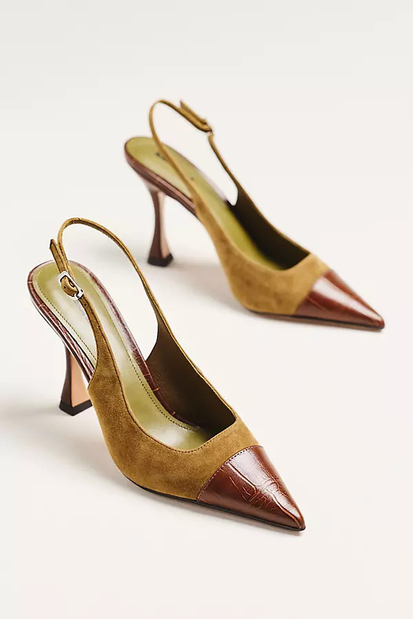 Mixed Materials Slingback Heels | Anthropologie (US)