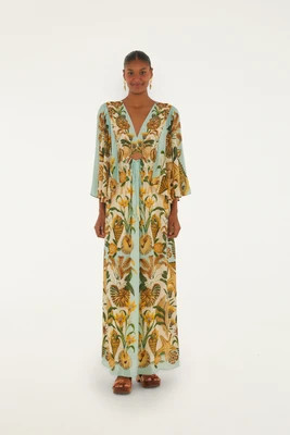 Sand Marine Garden Maxi Dress, ORANGE / XL | FarmRio (US)
