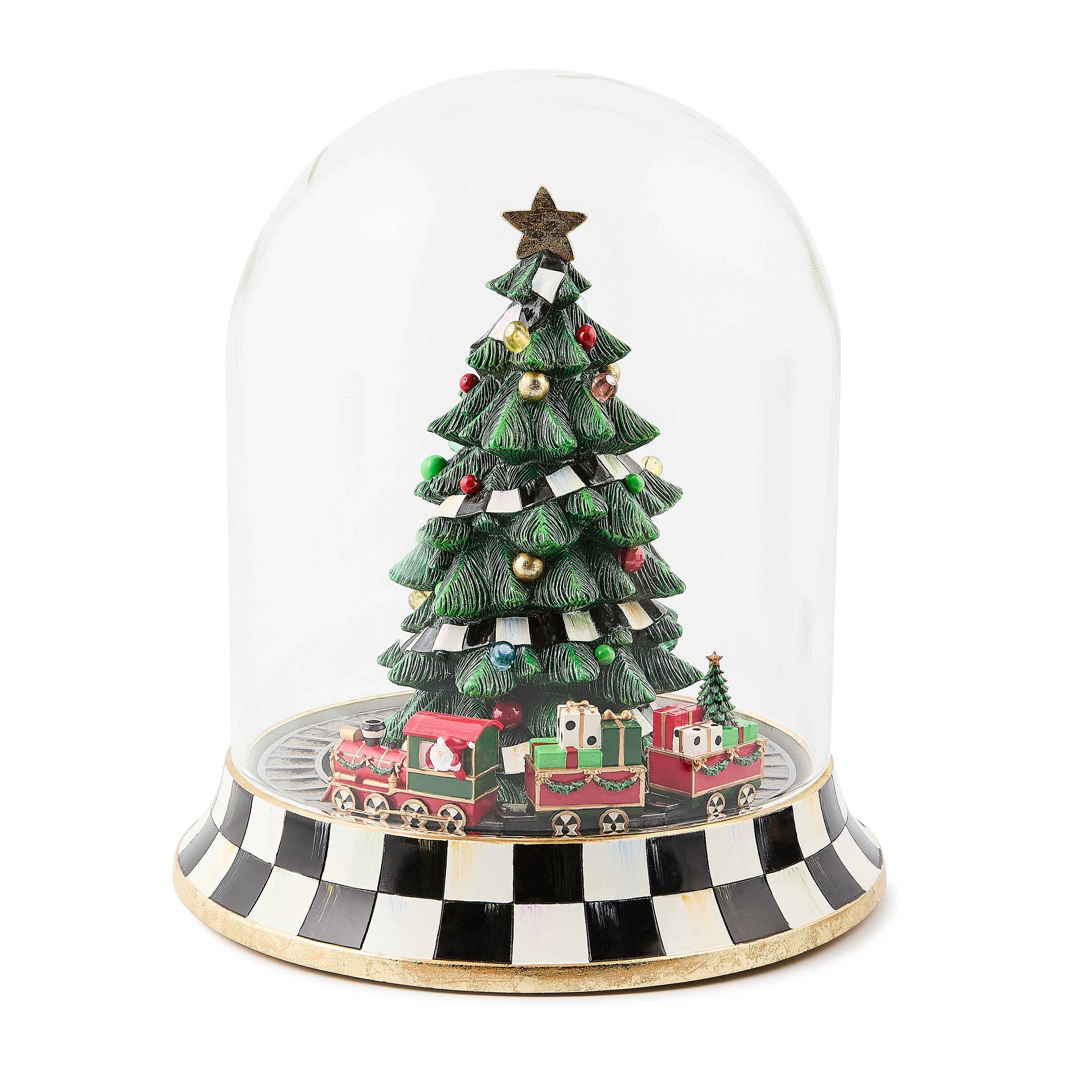 MacKenzie-Childs Christmas Tree Train Music Box Cloche | MacKenzie-Childs