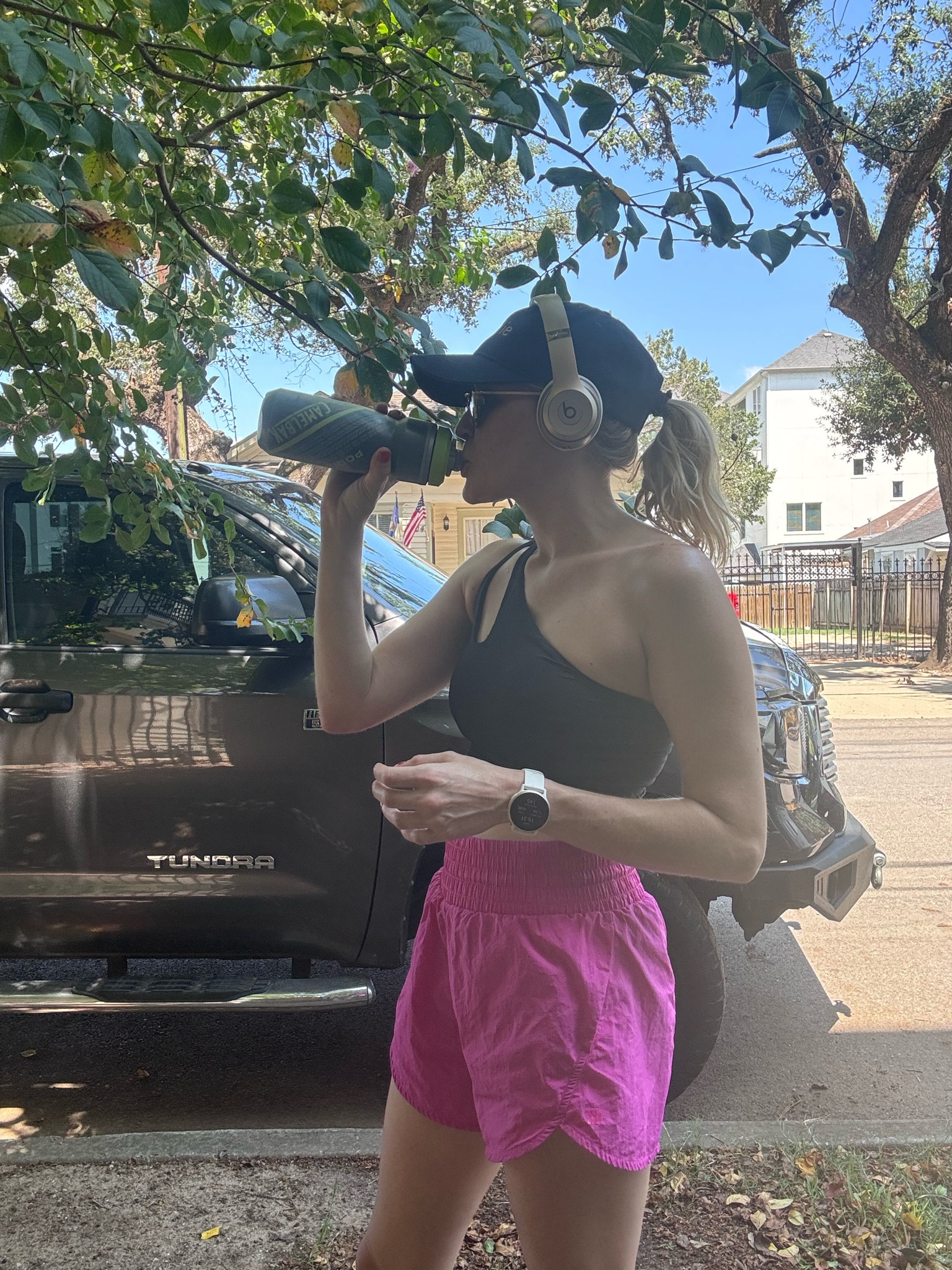 Because nothing says weekend hustle like a fresh fit from Target! 🏃‍♀️✨ Obsessed with these bright, comfy shorts and my go-to workout top for those sunny outdoor workouts. Hydration and headphones always on point. 🌞 #TargetFinds #ActivewearGoals 

#LTKFindsUnder50 #LTKFitness #LTKFindsUnder100