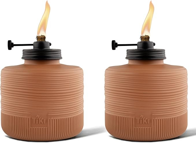 TIKI Amber Horizon Glass Table Torches 2-Pack, 6.5" – Orange Outdoor Tiki Tabletop Torches for ... | Amazon (US)