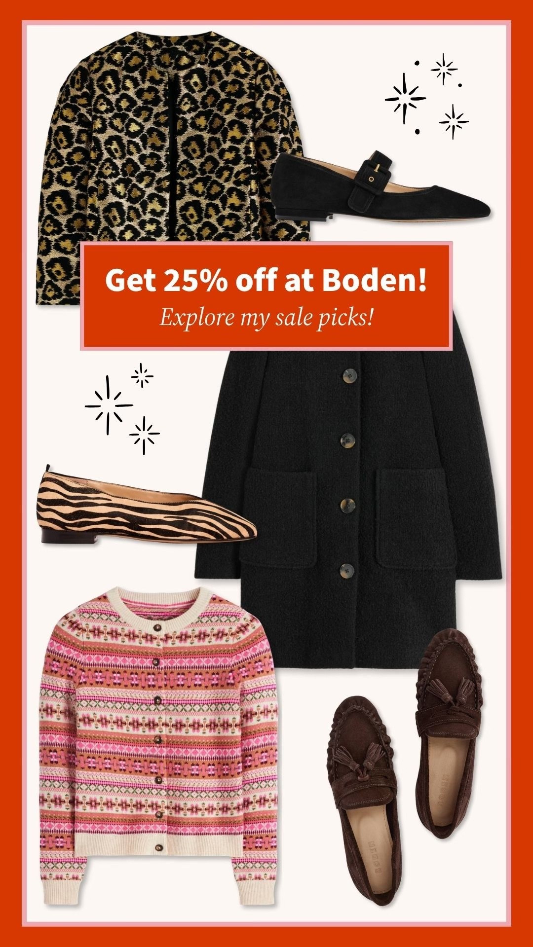 Sale alert! @Boden is offering 25% off everything—run, don’t walk! I’ve rounded up some of my latest favorites, from leopard-print coats to cozy fair Isle sweaters. They have so many darling pieces for fall (and don’t forget everyone on your holiday list!). Their accessories make perfect gifts—early bird gets the worm! ✨ #Boden #Ad

#LTKGiftGuide #LTKHoliday