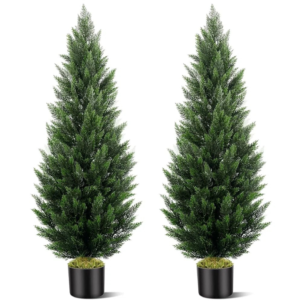 Artificial Cedar Tree Set In A Pot,Fake Tree (Set of 2) | Wayfair North America