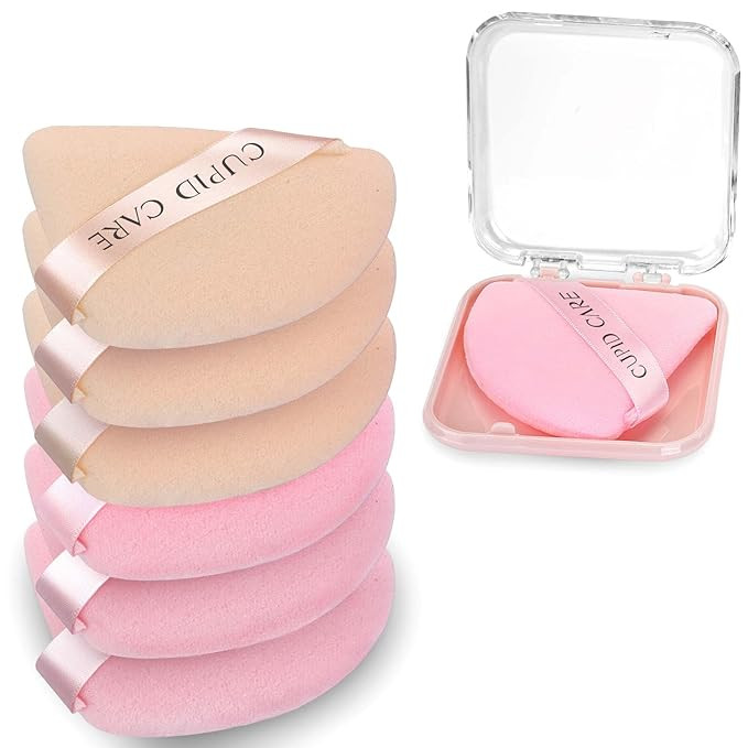 6 Pcs Triangle Powder Puff with 2 Travel Cases, Setting Powder Puffs for Face Powder and Foundati... | Amazon (US)
