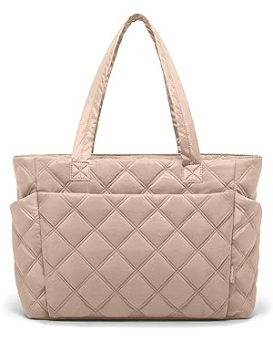 Tote Bag for Women, Lightweight Puffer Tote Work Bags with Compartments for Travel, Quilted Shoul... | Amazon (US)