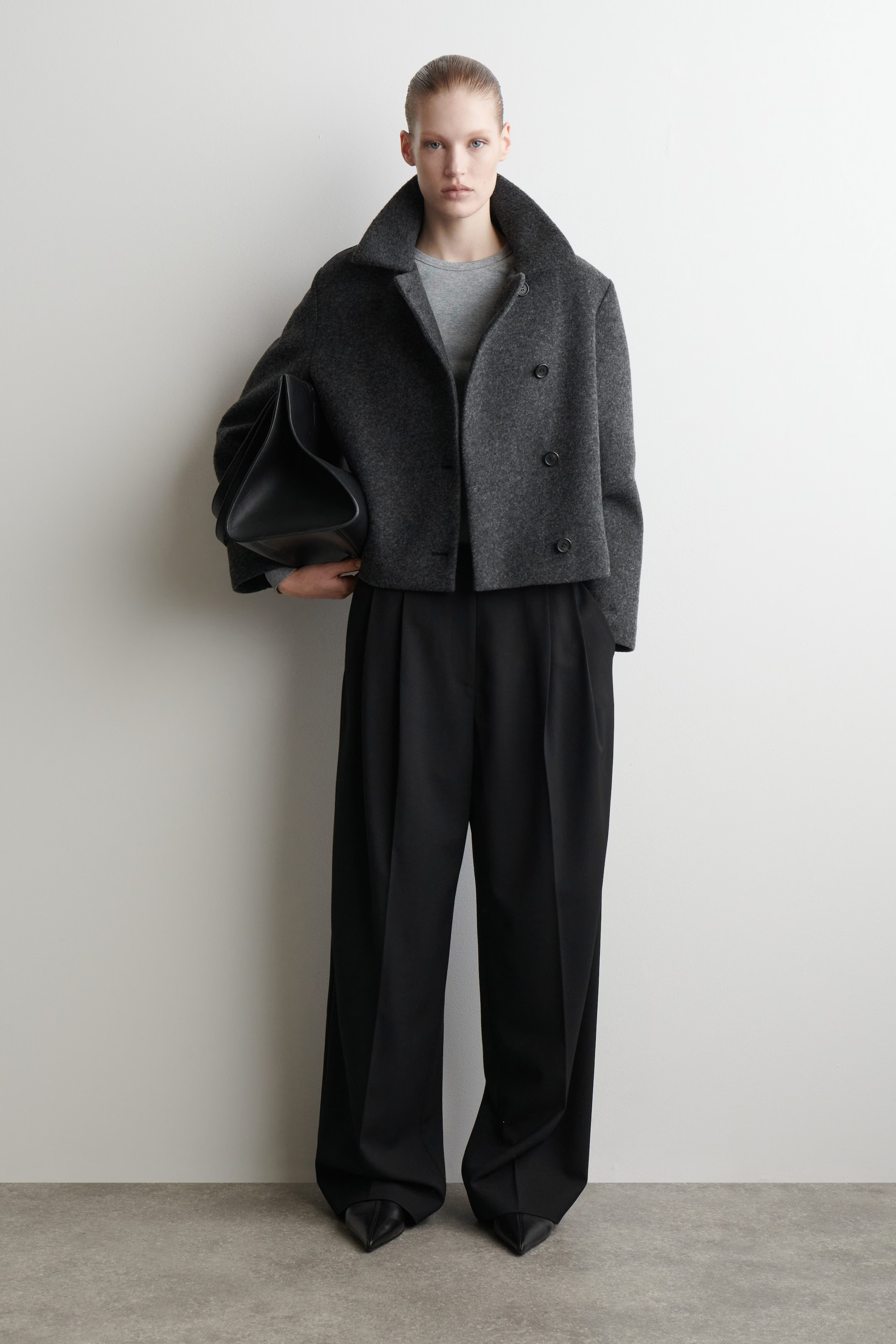 BOILED WOOL-BLEND SHORT JACKET - DARK-GRAY MÉLANGE | COS US | COS (US)