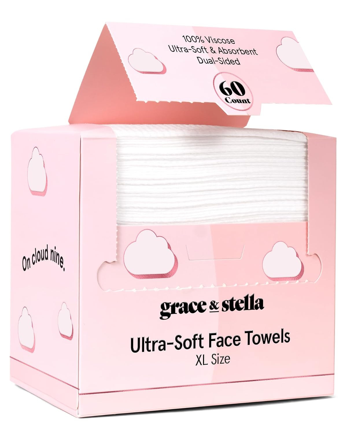 grace & stella Face Towels Disposable XL- Travel Essentials (60 Count) | Amazon (US)