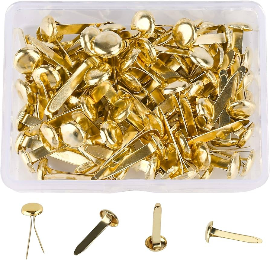 100 PCS Mini Brads, Brass Fasteners 20 x 8mm, Brass Metal Paper Fasteners for Craft & Scrapbookin... | Amazon (US)