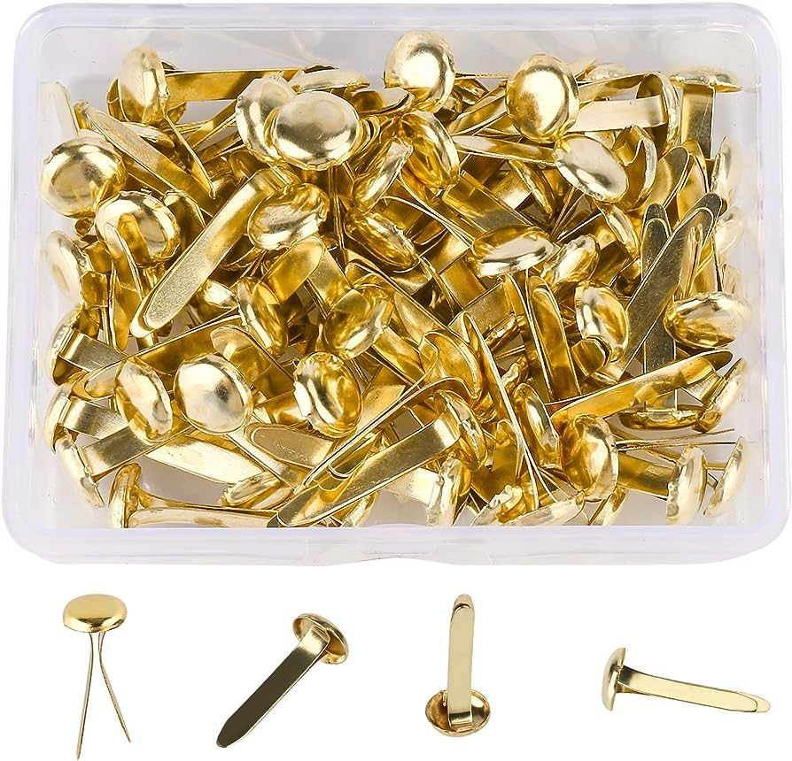 100 PCS Mini Brads, Brass Fasteners 20 x 8mm, Brass Metal Paper Fasteners for Craft & Scrapbookin... | Amazon (US)