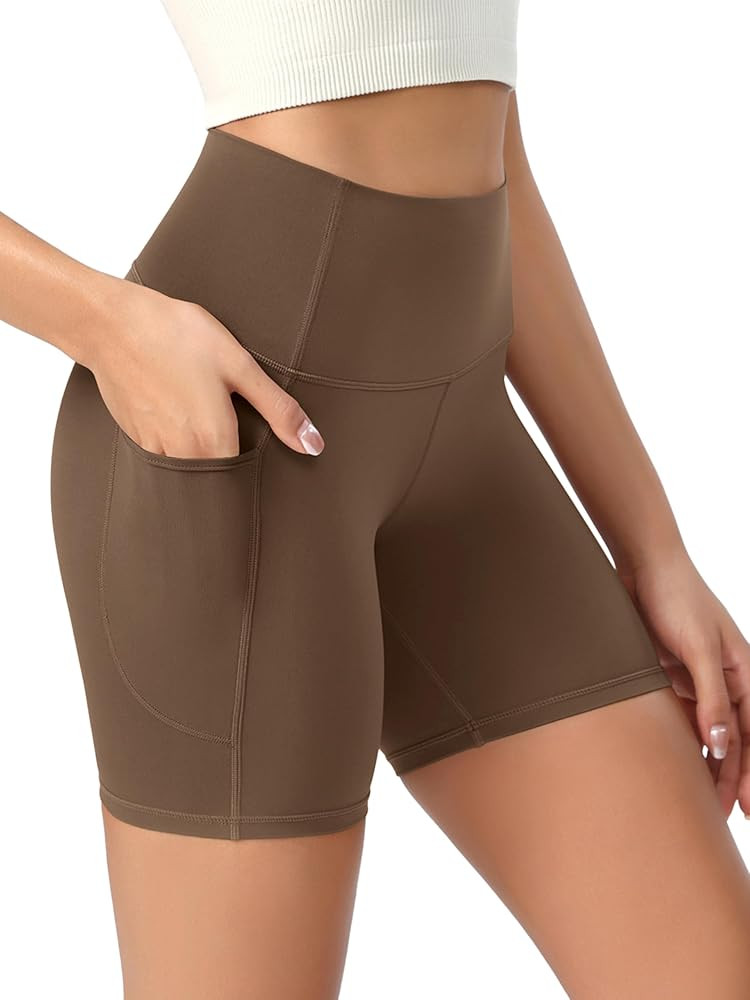ODODOS Women's High Waist Lounge Yoga Shorts with Pockets, 4"/6"/8"/10" Buttery Soft Biker Shorts | Amazon (US)