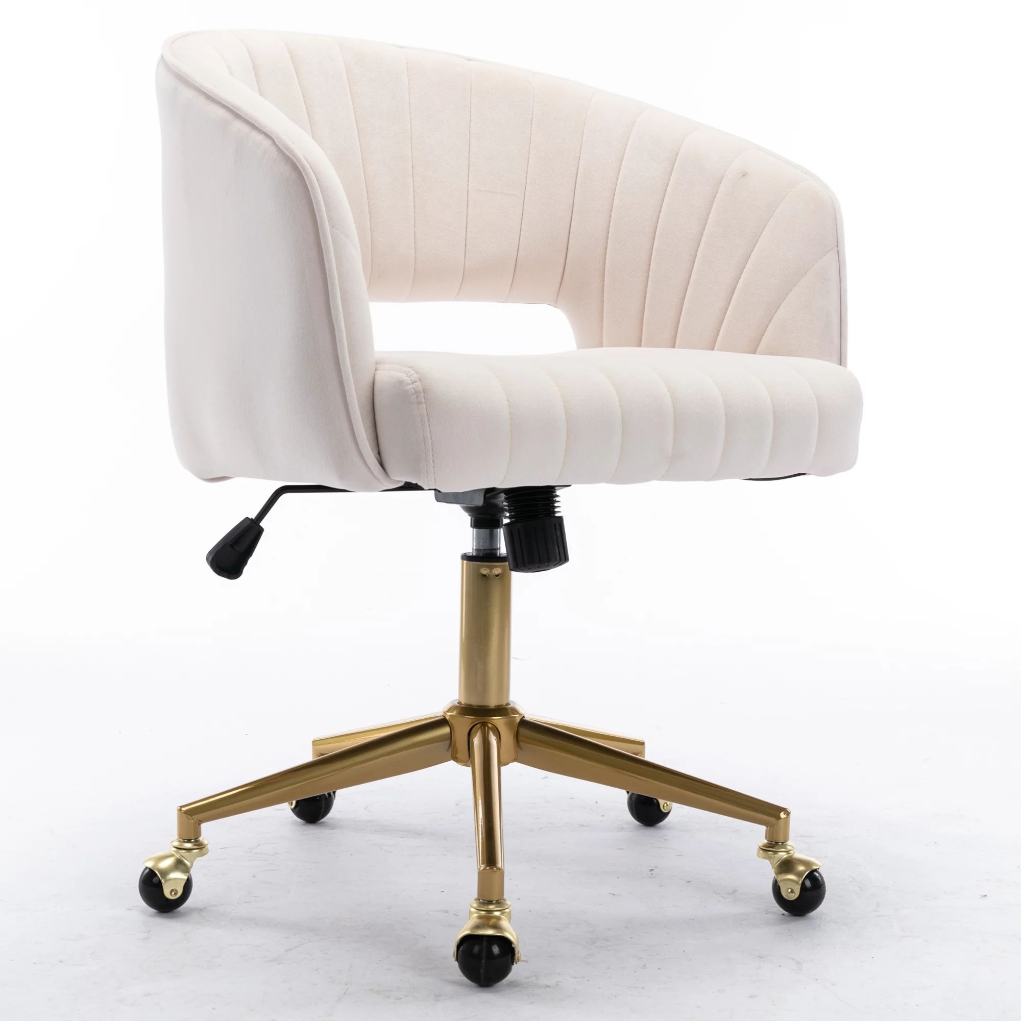 Office Chair Upholstered Velvet Desk Chair White Tufted Accent Swivel Chair with Golden Painting ... | Walmart (US)