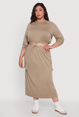 Plus Size High Waisted Toggle Drawstring Cargo Skirt | Rainbow Shops