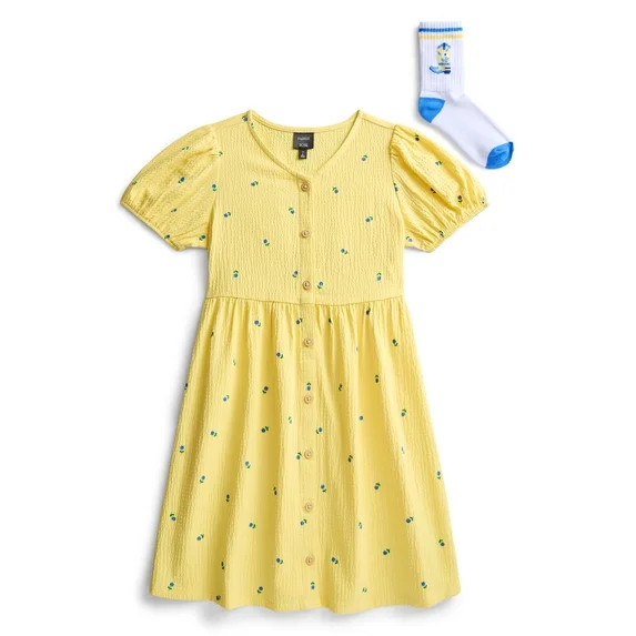 Parker Rose Girls Placket Dress and Socks, Sizes 4-18 | Walmart (US)