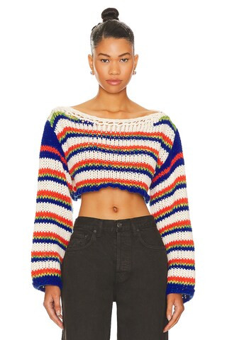 Stefanie Crop Sweater in White Multi | Revolve Clothing (Global)