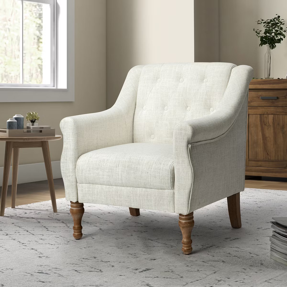 Charlie Wooden Upholstery  Livingroom Armchair with Button-tufted | ARTFUL LIVING DESIGN | Target
