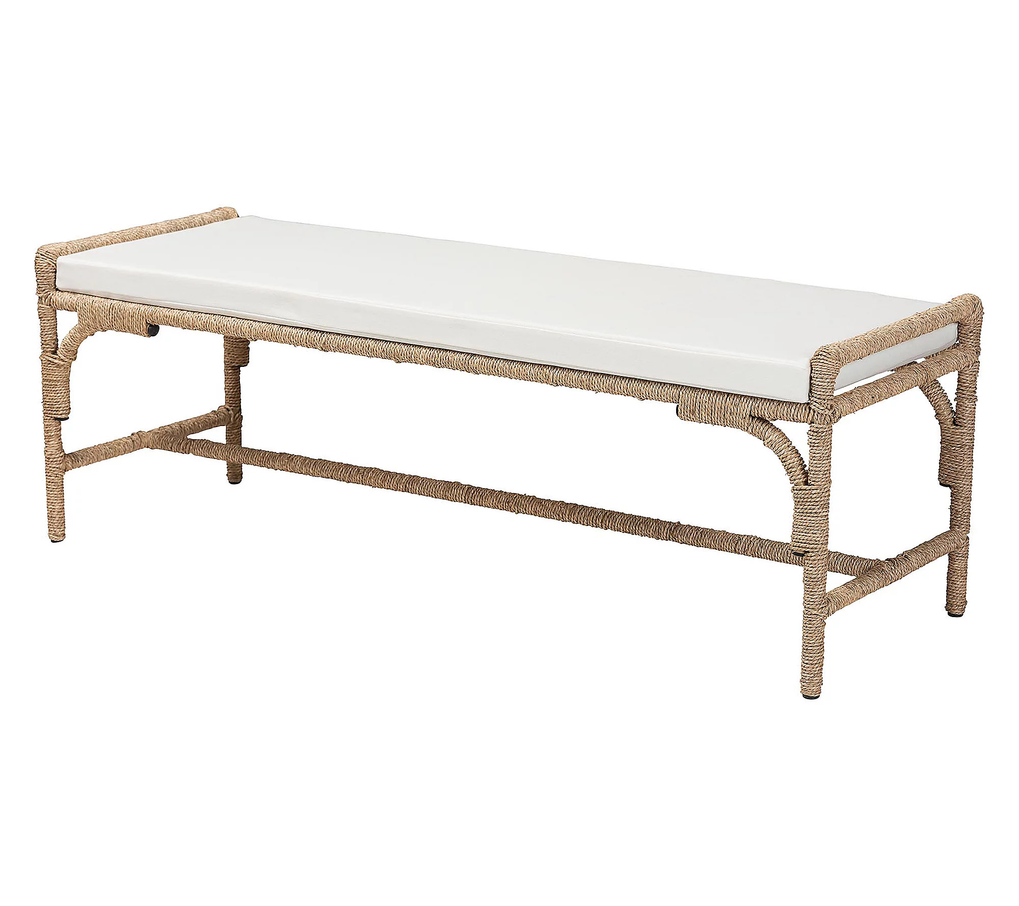 bali & pari Nasim Natural Seagrass and Metal Ac cent Bench | QVC