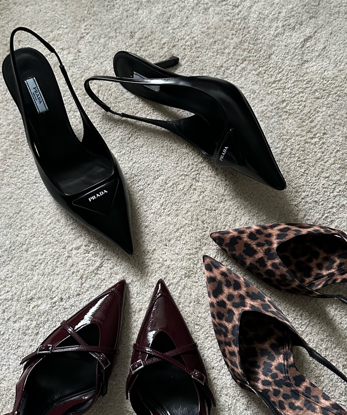 Sling backs , pop of leopard & maroon this seasons must haves 🍂
#prada #highstreet #slingbacks #leopardprint 

#LTKshoes #LTKuk #LTKautumn