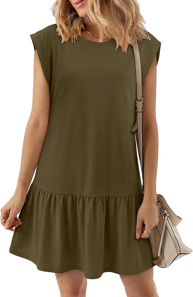 KISSMODA Womens Sweatshirt Dress Summer Short Sleeve Pullover Tops Patchwork Casual Mini Tshirt D... | Amazon (US)