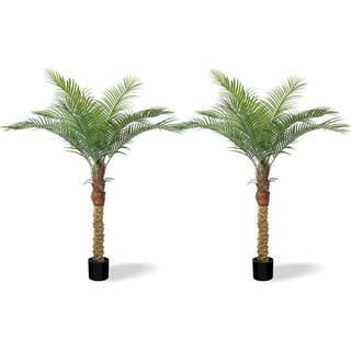 4.5 ft. Artificial Phoenix Palm Tree UV Resistant Faux Palm Tree for Outside Patio Poolside Outdoor Decor (Set of 2) | The Home Depot