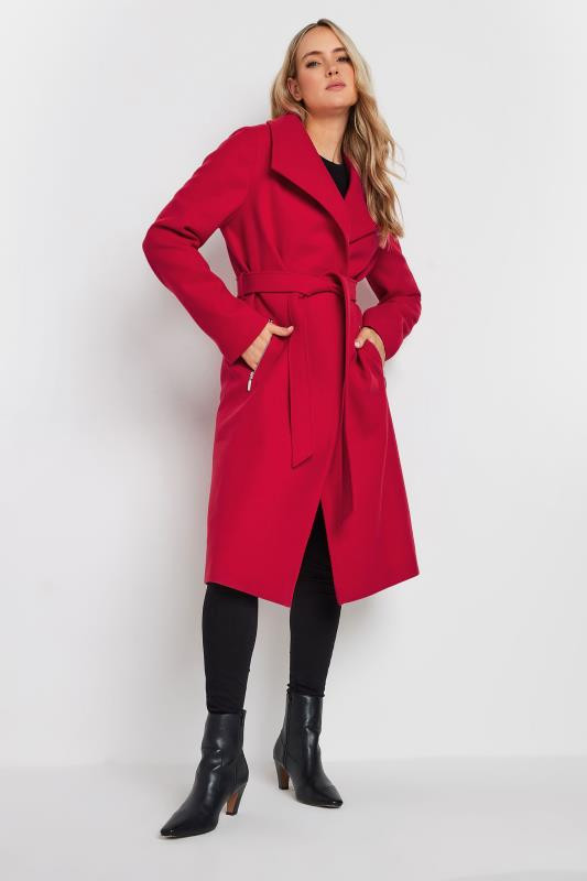 LTS Tall Red Belted Wrap Formal Coat | Long Tall Sally