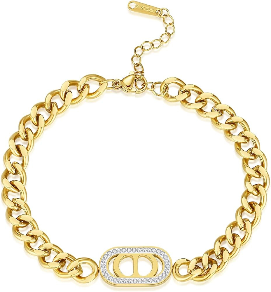 Waterdrop Bangle Bracelet |Gold Polished Chunky bracelet |Chunky Cuff Bracelets for Women| Exclus... | Amazon (US)