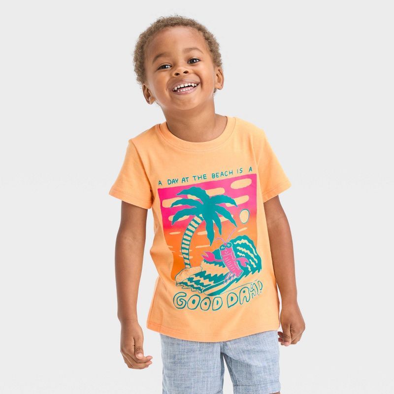 Toddler Boys' Short Sleeve T-Shirt - Cat & Jack™ Peach Orange | Target