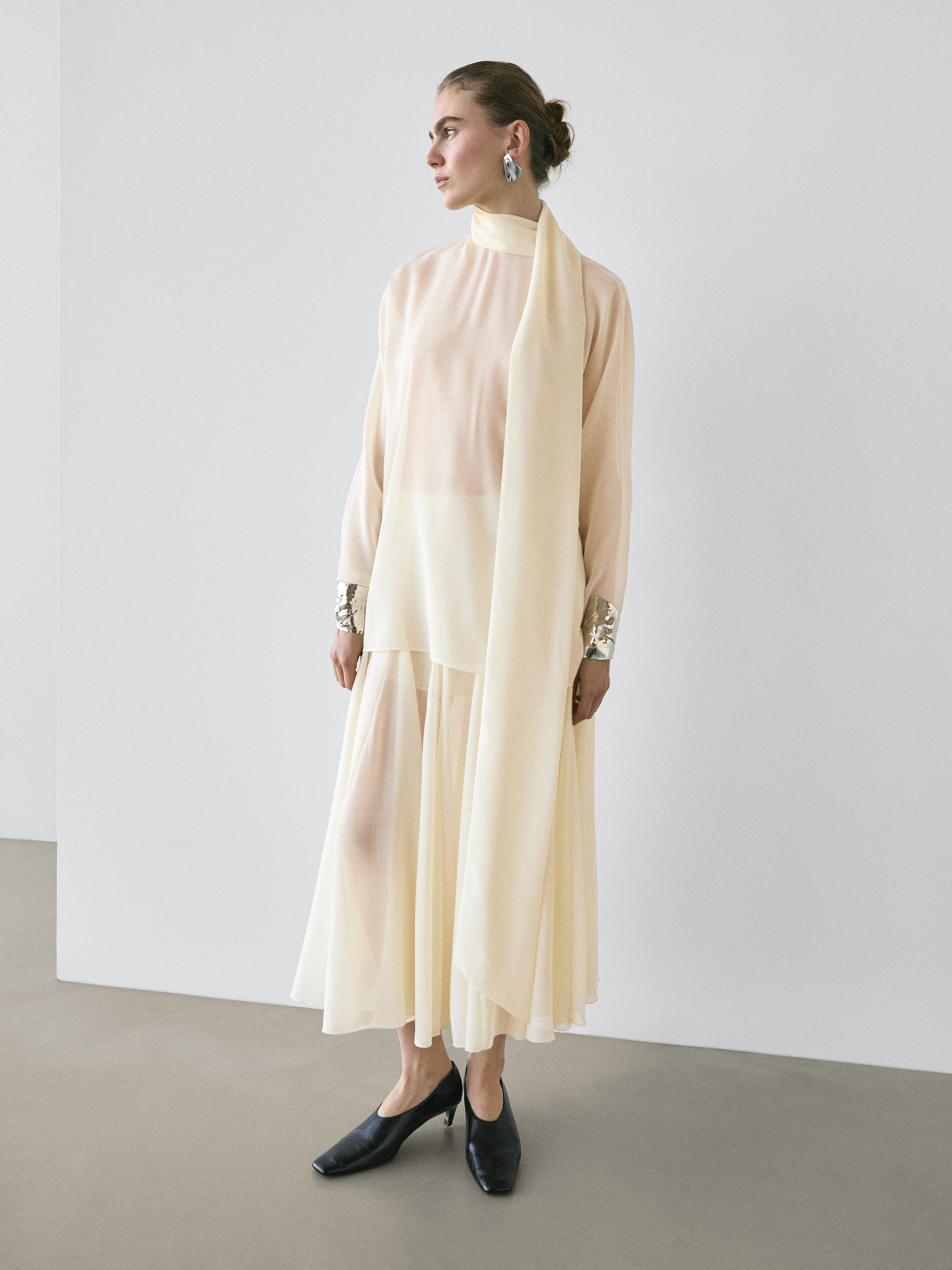 Flowing flounce midi skirt - STUDIO | Massimo Dutti UK