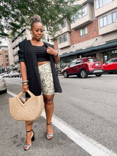 These Old Navy biker shorts aren’t available in this color print. I linked similar options. The straw handbag is my current spring/summer trend! 💗

#LTKitbag #LTKstyletip #LTKsalealert