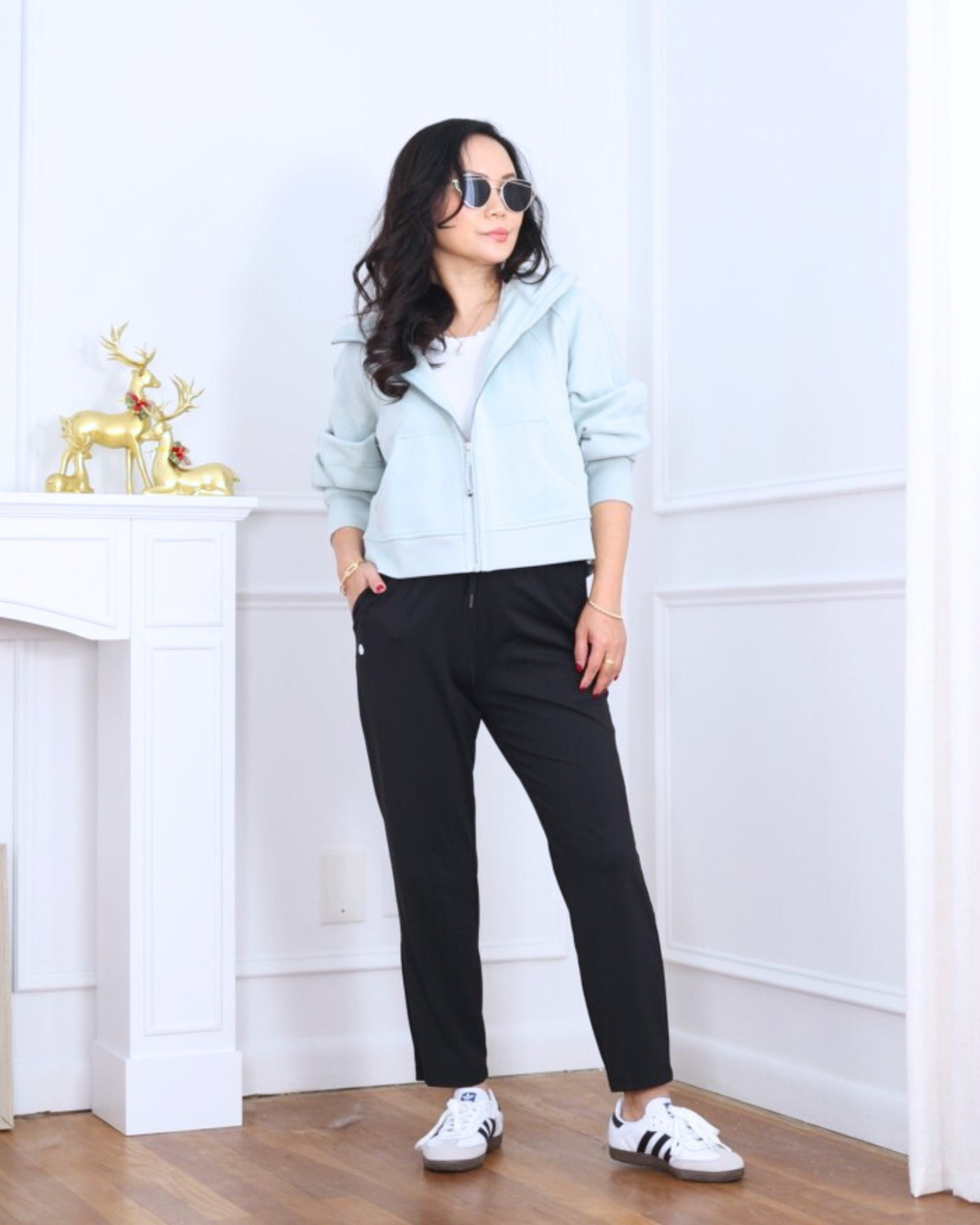 Sporty and comfy in a Lululemon full-zip hoodie, Amazon pants, and classic Samba sneakers—easy, laid-back style that still looks polished. I’m 5’2, wearing size XS.

#LTKOver40 #LTKPetite #LTKootd